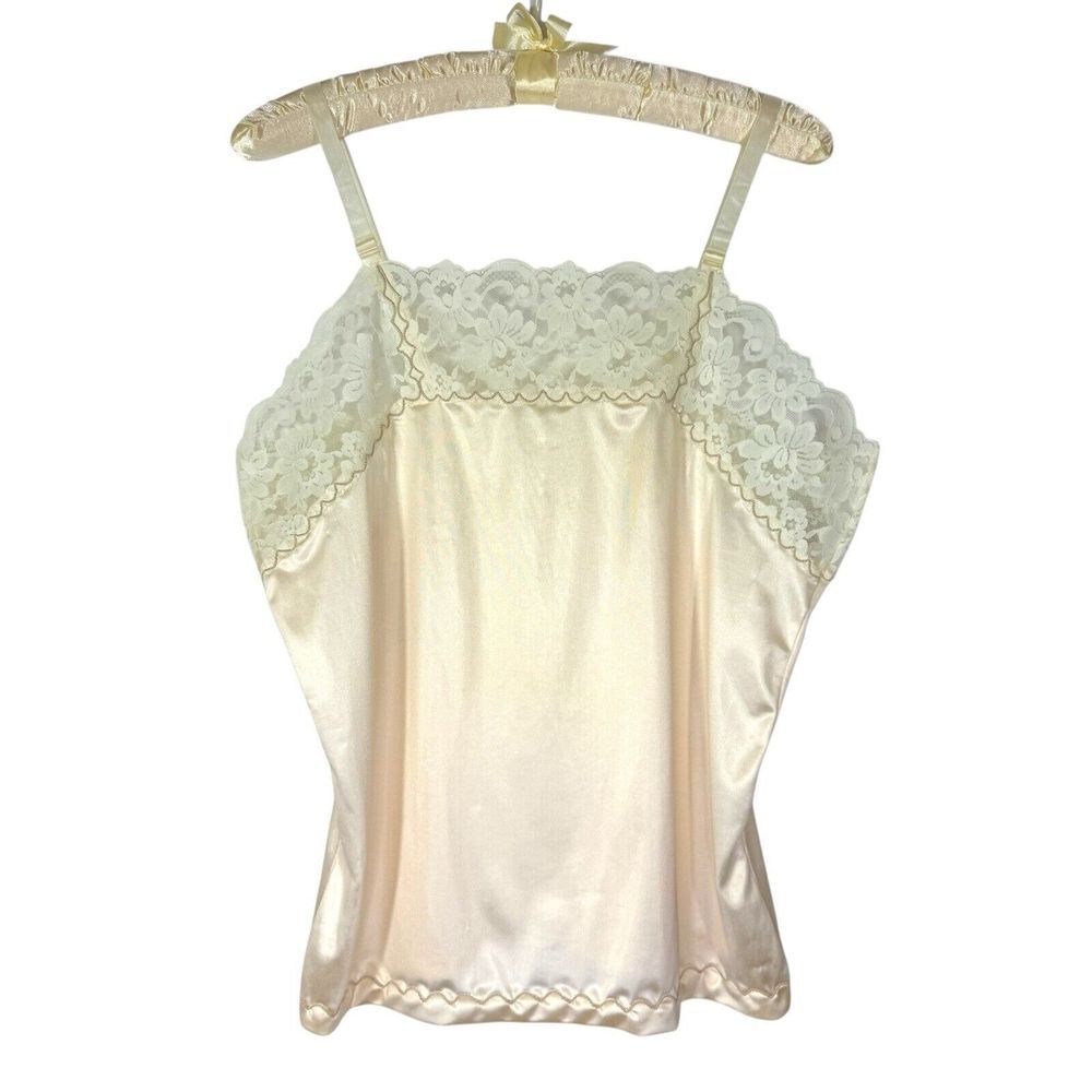 1950's Camisole Opalaire L Ivory Lace Cami Fairy Dainty Coquette Retro Nylon